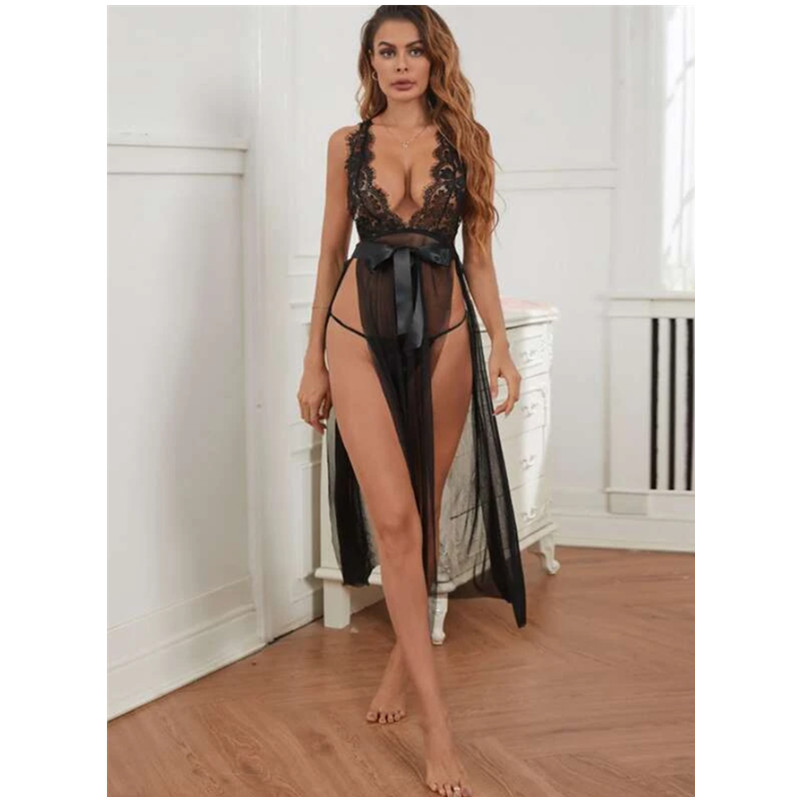 Sexy lingeries gúna do mhná féach trí gúna lása gúna gúna oscailte mogalra kimono